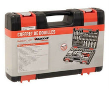 Charger l'image dans la galerie, Coffret de douilles 1/2” + 1/4”, 108 pièces, chrome vanadium DRAKKAR 15101 Neuf