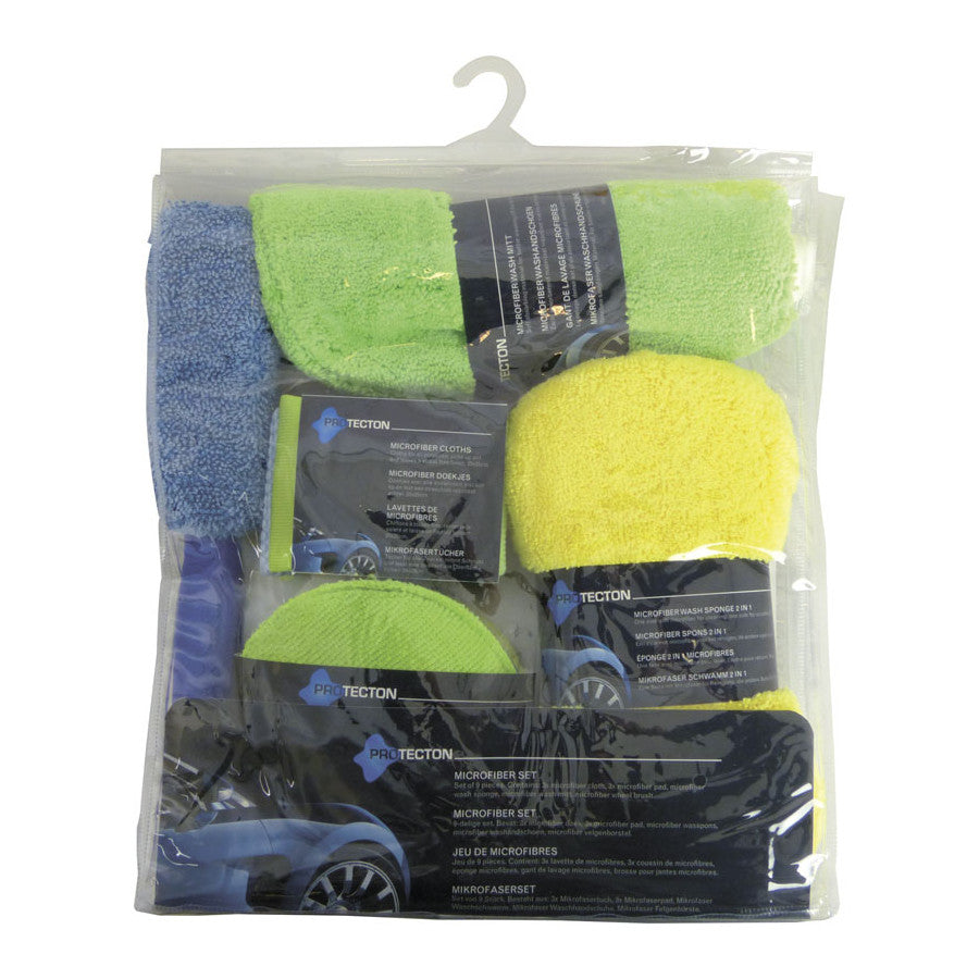 Set de 9 pièces microfibres pour Voiture, Camping car, Moto, Caravane....