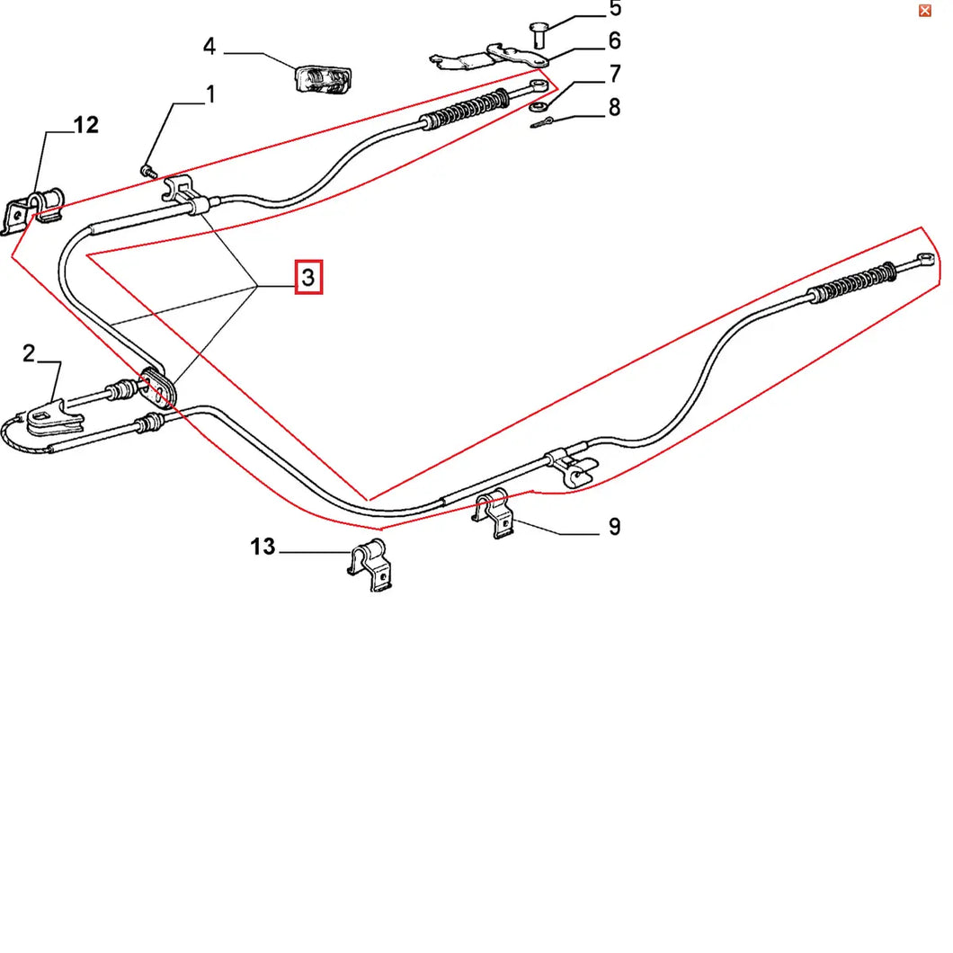 Cable de frein à main Cablor 421.4 pour Lancia Delta 82416097