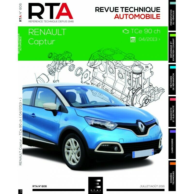 Revue Technique Automobile RTA 806 Renault Captur depuis 04/2013 TCe 90 ch