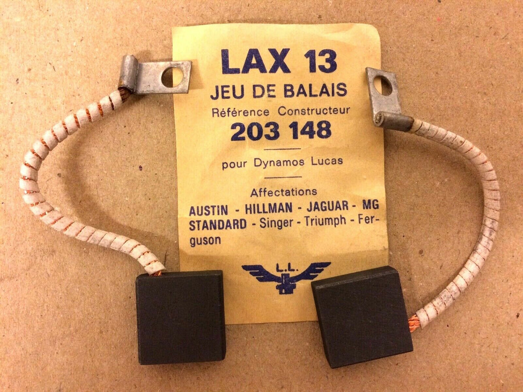 Jeu de balais (charbon) LAX 13 pour dynamo LUCAS 203 148 Austin Jaguar Hillman..